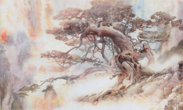 Peinture intitulée ""The Tree of Dreams…" par Maksym Lazariev, Œuvre d'art originale, Aquarelle