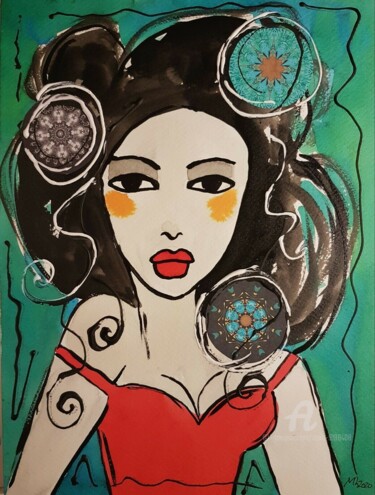 Painting titled "AVA" by Mala, Original Artwork, Watercolor