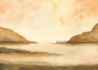 Peinture intitulée "LANDSCAPE ABSTRACT…" par Mala, Œuvre d'art originale, Aquarelle