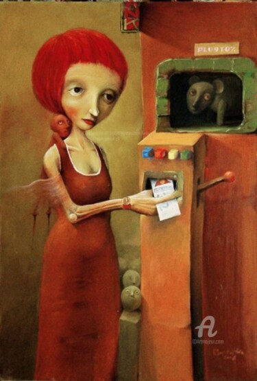 Malerei mit dem Titel "Adopcja" von Krzysztof Iwin, Original-Kunstwerk, Öl