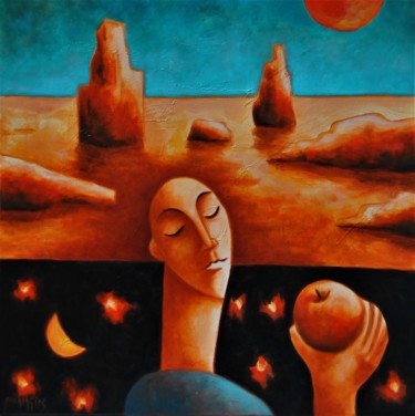 Картина под названием "Isles of ideas" - Zsolt Malasits, Подлинное произведение искусства, Масло Установлен на Деревянная ра…
