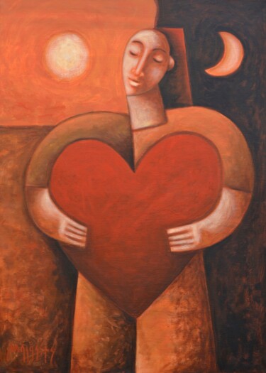 Painting titled "King of hearts" by Zsolt Malasits, Original Artwork, Oil