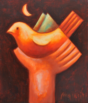 Malarstwo zatytułowany „Tribute to the Bird” autorstwa Zsolt Malasits, Oryginalna praca, Olej Zamontowany na Drewniana rama…