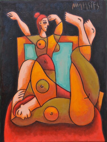 Malerei mit dem Titel "Mirror 2." von Zsolt Malasits, Original-Kunstwerk, Öl Auf Keilrahmen aus Holz montiert