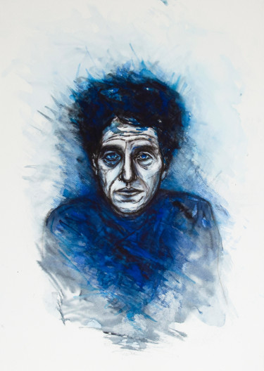 Peinture intitulée "Portrait Alberto Gi…" par Natalia Maleleva, Œuvre d'art originale, Aquarelle