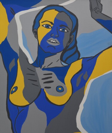 Painting titled "Blue Girl" by Małgorzata Wartołowicz (Margot Sophie), Original Artwork, Acrylic