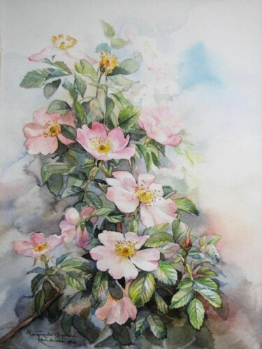 Malarstwo zatytułowany „Dzika róża 3” autorstwa Małgorzata  Zagórska-Gierak, Oryginalna praca