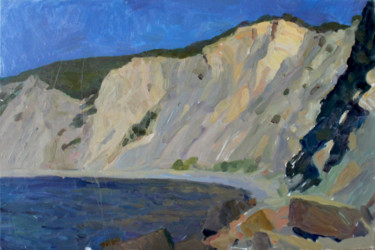 Картина под названием "Дикий пляж. Широкая…" - Полина Малидовская, Подлинное произведение искусства, Масло