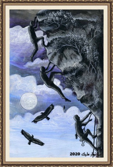 Painting titled "Dangerous climb" by Malik Bennouar, Original Artwork, Acrylic
