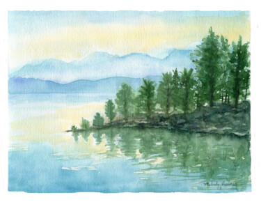Pintura intitulada "Chuckanut Bay" por Malinda Ann Raines, Obras de arte originais, Aquarela
