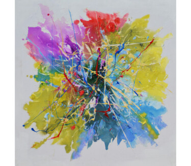Malerei mit dem Titel "Color Spill" von Malinga Kumarasinghe, Original-Kunstwerk, Acryl Auf Keilrahmen aus Holz montiert