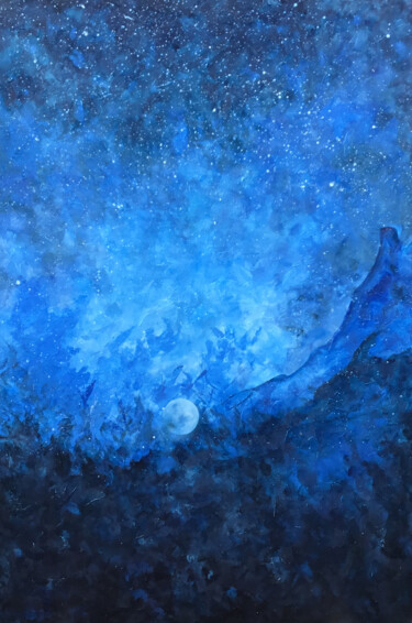 Ζωγραφική με τίτλο "Night Divine" από Malinga Kumarasinghe, Αυθεντικά έργα τέχνης, Ακρυλικό Τοποθετήθηκε στο Ξύλινο φορείο σ…