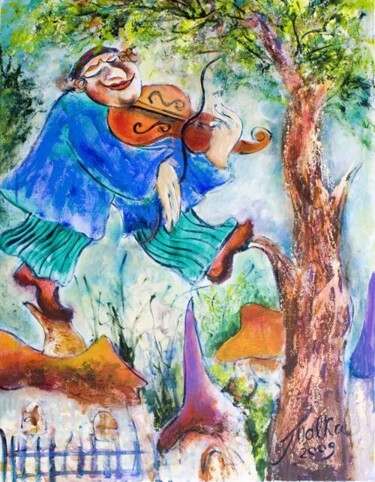 "Fiddler on the Roof" başlıklı Tablo Malka Tsentsiper tarafından, Orijinal sanat