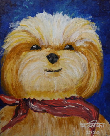 Painting titled "Super dog" by Mallika Seth, Original Artwork, Acrylic