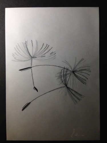 Textilkunst mit dem Titel "TERAXACUM /II" von Maluce, Original-Kunstwerk, Papier Auf Karton montiert