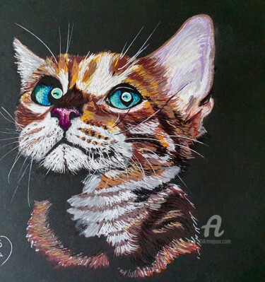Rysunek zatytułowany „Chat tigré” autorstwa Maman Aigle, Oryginalna praca, Marker