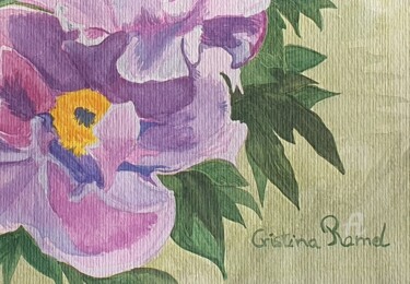 Painting titled "Pivoines en fleurs" by Maman Aigle, Original Artwork, Watercolor