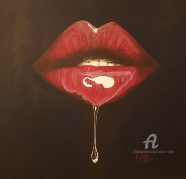 Painting titled "I'm Thirsty" by Maman Aigle, Original Artwork, Acrylic Mounted on Wood Stretcher frame