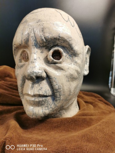 Sculpture titled "MON PICASSO" by France Lemaitre, Original Artwork, Terra cotta