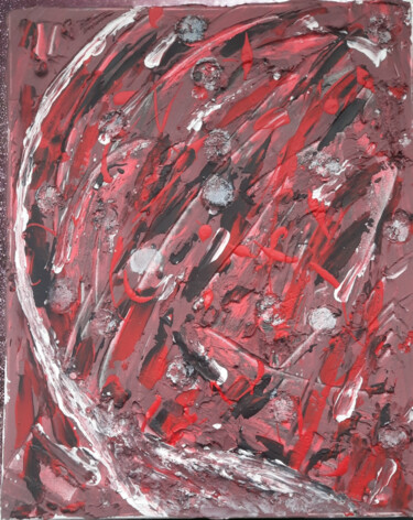 Peinture intitulée "Red moon" par Mams'L, Œuvre d'art originale, Acrylique Monté sur Châssis en bois