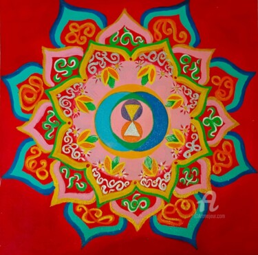 Malerei mit dem Titel "Сакральная Геометрия" von Mandalakorn, Original-Kunstwerk, Acryl Auf Keilrahmen aus Holz montiert