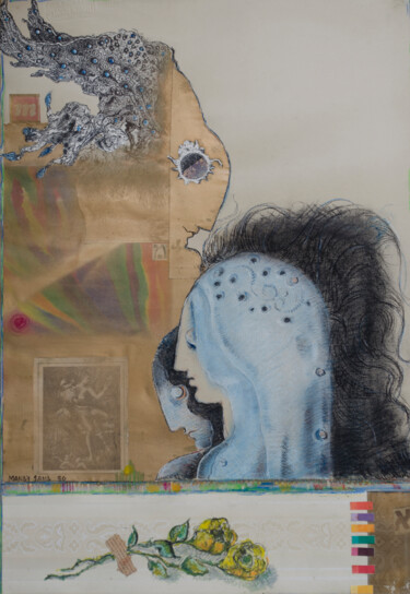 Коллажи под названием "Two women's profils" - Mandy Sand, Подлинное произведение искусства, Другой