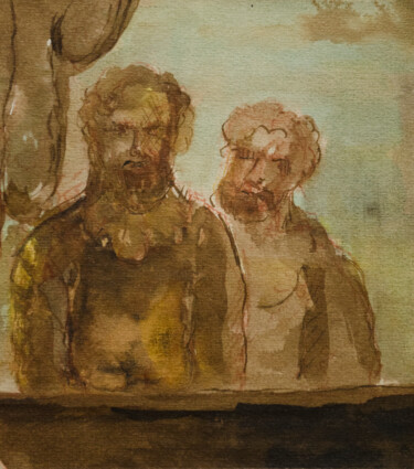 Pittura intitolato "Two Men" da Mandy Sand, Opera d'arte originale, Acquarello