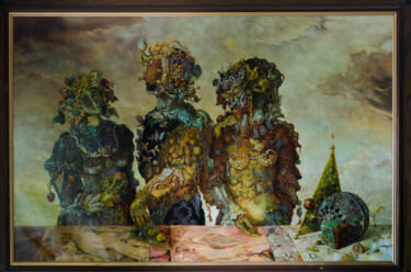 Pittura intitolato "Three Characters" da Mandy Sand, Opera d'arte originale, Olio