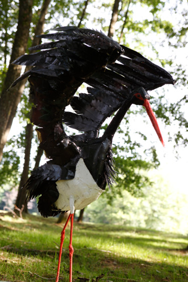 Sculpture titled "CIGOGNE NOIRE" by Gillsman, Original Artwork, Metals