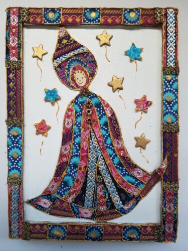 Textilkunst mit dem Titel "ANAHITA" von Manon, Original-Kunstwerk, Collagen