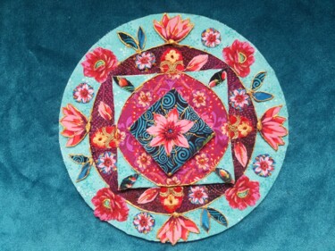 Textile Art titled "LES ROSES 1" by Manon, Original Artwork, Fabric