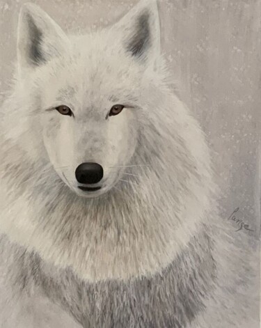 Painting titled "Le loup!" by Manon Langevin (Lange), Original Artwork, Acrylic