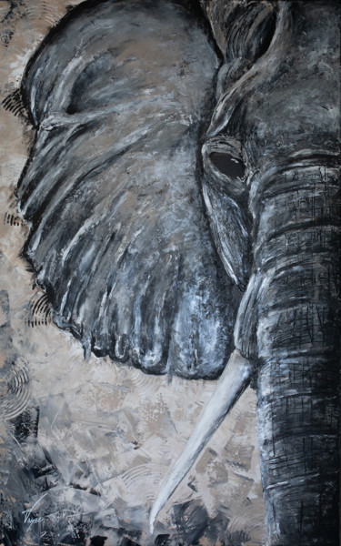 Painting titled "L’Elephant" by Manon Vaysse, Original Artwork, Acrylic