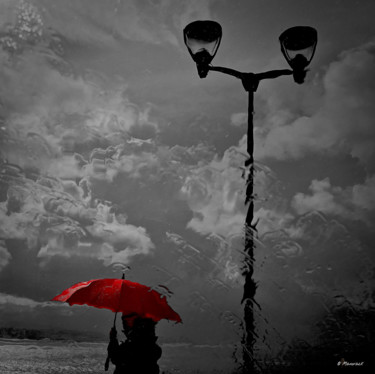 Photographie intitulée "le parapluie rouge" par Manorack Phenglamphanh, Œuvre d'art originale, Photographie numérique