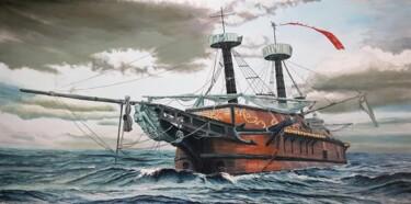 Peinture intitulée "Ship to nowhere" par Mantas Naulickas, Œuvre d'art originale, Huile