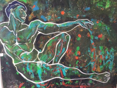 Schilderij getiteld "Adam sans eve" door Valerie Laubie, Origineel Kunstwerk, Acryl