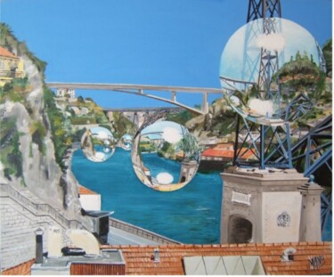 Картина под названием "Bullles de Porto" - Manu Surreabulliste, Подлинное произведение искусства