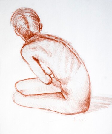 Zeichnungen mit dem Titel "Woman 014" von Manu Toxxic, Original-Kunstwerk, Pastell