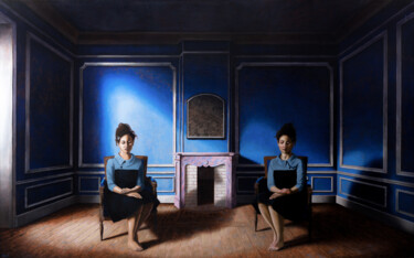 Malarstwo zatytułowany „Le Désert Bleu” autorstwa Manuel Dampeyroux, Oryginalna praca, Olej