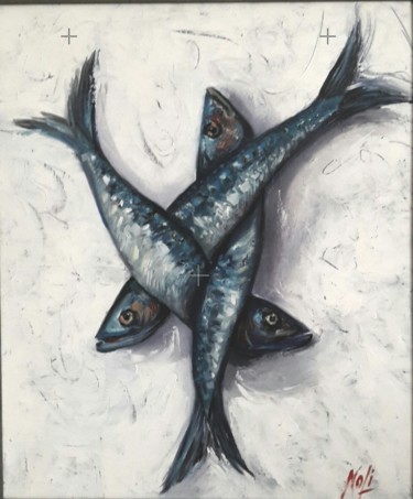 Painting titled "Les sardines" by Noli, Original Artwork