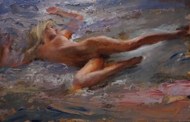 Painting titled "Laure" by Manuel Leonardi, Original Artwork, Oil Mounted on Other rigid panel