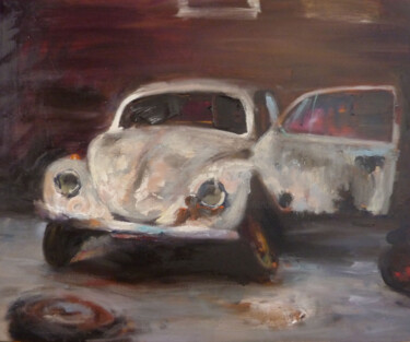 Schilderij getiteld "VW Coccinelle" door Manuel Leonardi, Origineel Kunstwerk, Olie