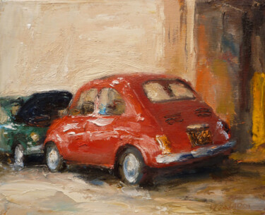 Pintura intitulada "Fiat 500j" por Manuel Leonardi, Obras de arte originais, Óleo