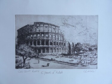 Gravures & estampes intitulée "Coliseum, Roma" par Manuel Leonardi, Œuvre d'art originale, Eau-forte