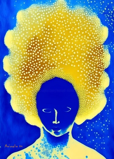 Digitale Kunst getiteld "Blonde afro" door Manuel Moinelo, Origineel Kunstwerk, Digitale collage