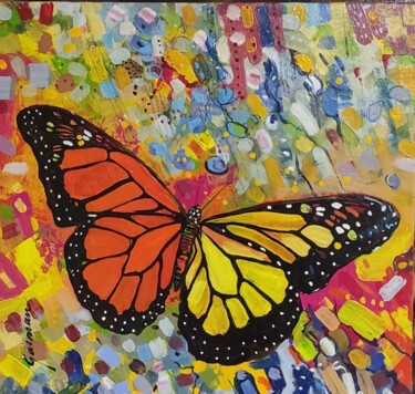 Pintura titulada "Mariposa Monarca" por Manuel Santiago García Cabeza, Obra de arte original, Acrílico Montado en Bastidor d…