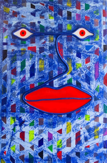 Schilderij getiteld "The Spy" door Manuel Tallini, Origineel Kunstwerk, Acryl Gemonteerd op Frame voor houten brancard