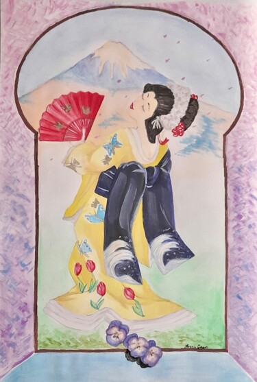 Ζωγραφική με τίτλο "Gioia giapponese" από Manuela Girgenti, Αυθεντικά έργα τέχνης, Ακουαρέλα