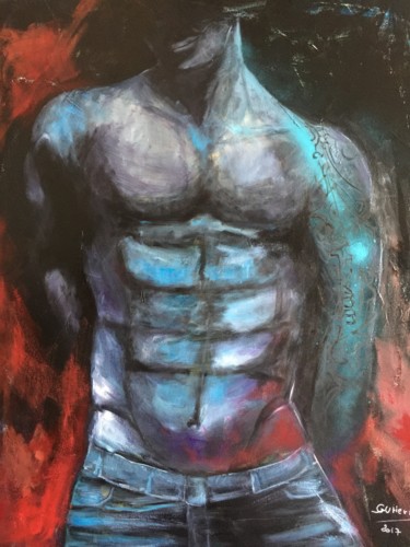 Painting titled "Buste homme II" by Gutierrez, Original Artwork