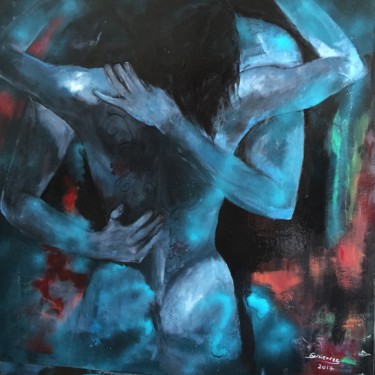 Peinture intitulée "Couple III" par Gutierrez, Œuvre d'art originale, Huile Monté sur Châssis en bois